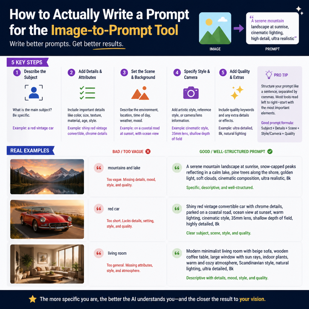 Illustration for article: How to Actually Write a Prompt for the Image-to-Prompt Tool (With Real Examples)