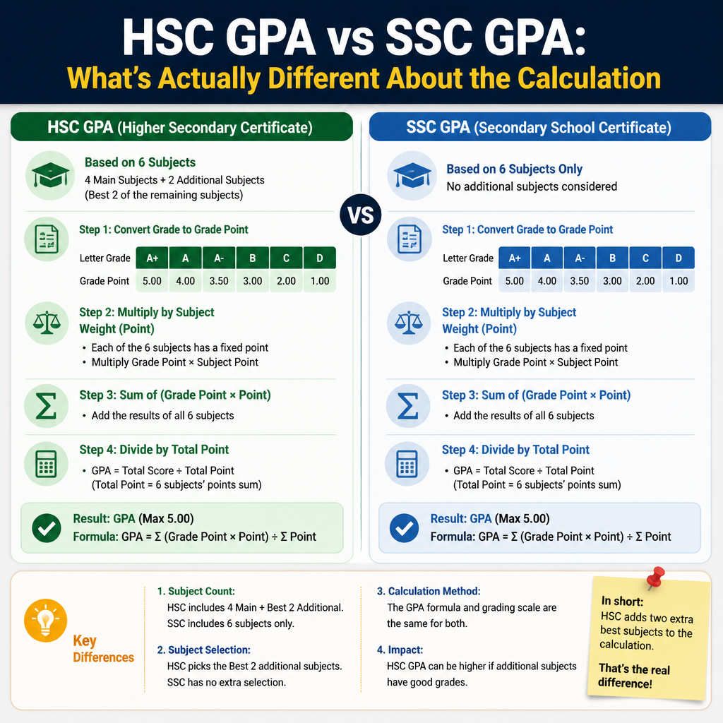 Illustration for article: HSC GPA vs SSC GPA: What's Actually Different About the Calculation